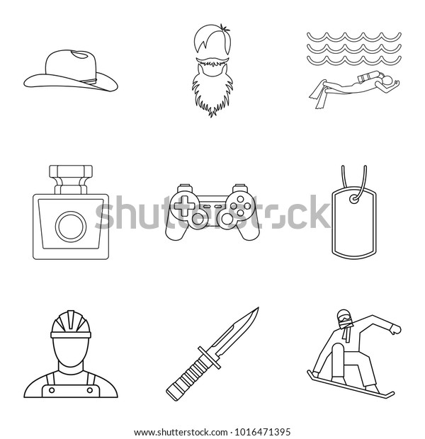 Man work icons set. Simple\
set of 9 man work vector icons for web isolated on white\
background