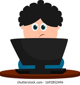 Man at work, illustration, vector on white background
