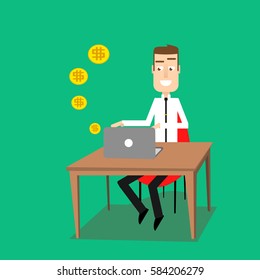 man work in internet