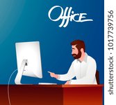 man work in office on laptop have idea good day