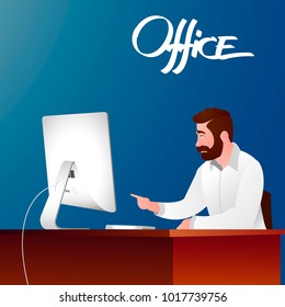 man work in office on laptop have idea good day