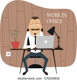 man work in office on laptop have idea good day