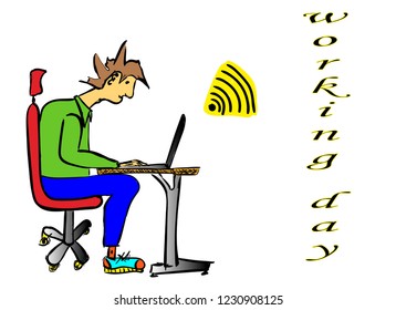 a man at work on laptop computer