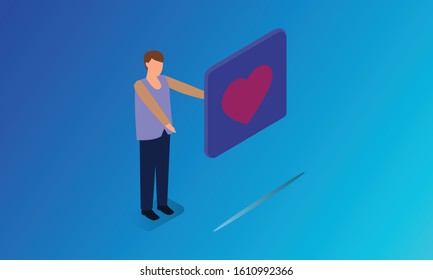 man work on social media