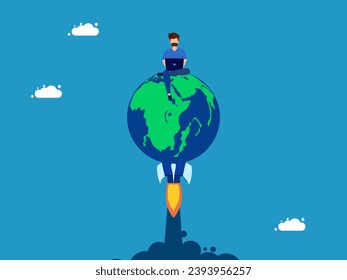 man work in a rapidly changing world. Vector