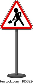 Man at work sign with stand isolated on white background illustration