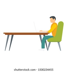 Man work at table icon. Flat illustration of man work at table vector icon for web design