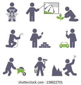 Man at work. Vector set