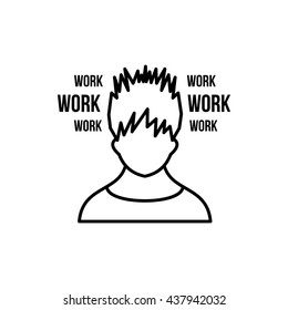 Man and work words icon, outline style