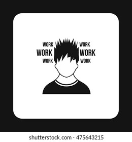 Man and work words i icon in simple style isolated on white background