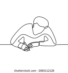 man work writing oneline continuous single line art