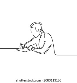 man work writing oneline continuous single line art