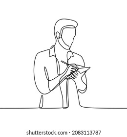 man work writing oneline continuous single line art
