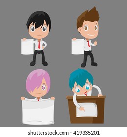 Man Worker Character Cute Present Set Vector