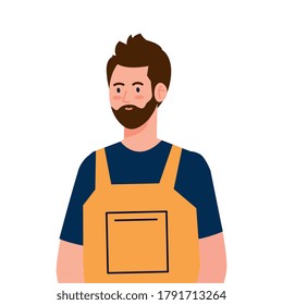 man worker of cleaning service, on white background vector illustration design
