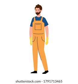 Arbeiter des Reinigungsdienstes auf weißem Hintergrund, Vektorgrafik-Design