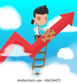 Man Worker Climbing  ladder Fixed Vector