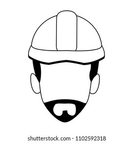 Man worker face in black and white