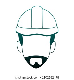 Man worker face in blue lines