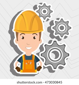 man worker gears team vector illustration design eps 10