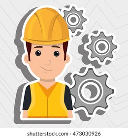 man worker gears team vector illustration design eps 10