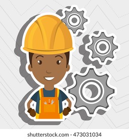 man worker gears team vector illustration design eps 10