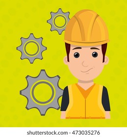 man worker gears team vector illustration design eps 10