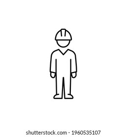 Man in worker hat simple thin line icon vector illustration