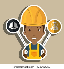 man worker helmet gloves vector illustration design