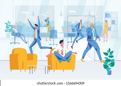 Man Worker Keep Calm in Workplace Chaos and Rush