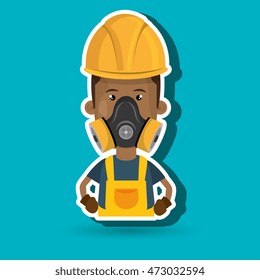 man worker mask gas vector illustration design