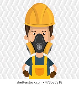 man worker mask gas vector illustration design