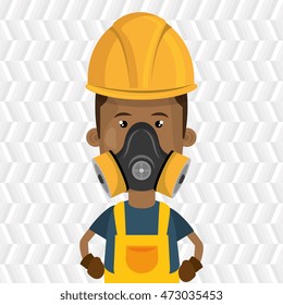 man worker mask gas vector illustration design