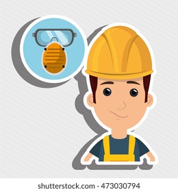 man worker mask smog vector illustration design eps 10