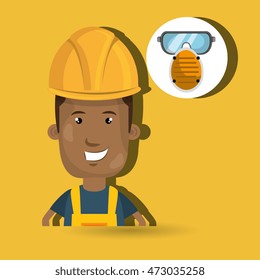 man worker mask smog vector illustration design eps 10