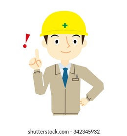 Man worker pointing pose