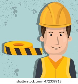 man worker with protection tool icon vector illustration design