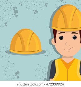 man worker with protection tools icon vector illustration design
