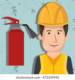 man worker with protection tools icon vector illustration design