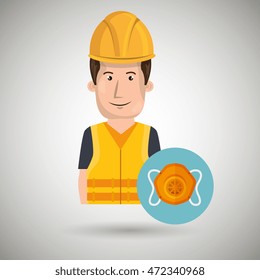 man worker protection tools icon vector illustration design