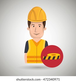 man worker protection tools, icon vector illustration design