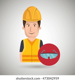 man worker protection tools icon vector illustration design