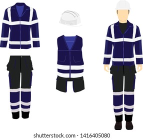 Man worker in uniform. Professional protective clothes and safety helmet. Man's figure. 