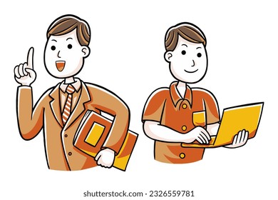 Man worker working activity in flat design style