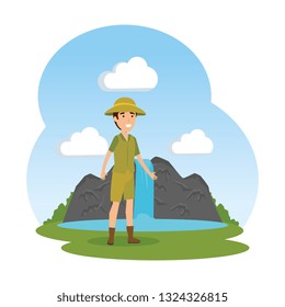 man worker of zoo in the landscape