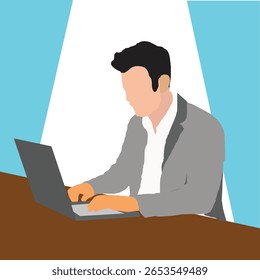 A Man Worki With Laptop in his Office
