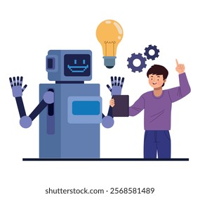 man working ai in engineering isolated