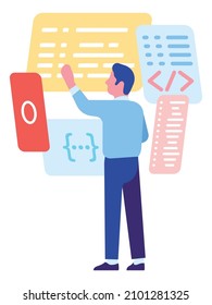 Man working with code. Programming software process