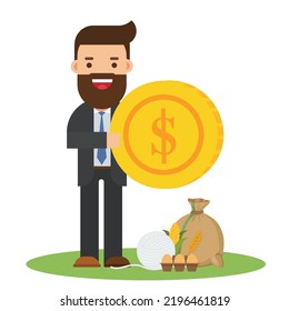 Man working Commodities Trading on white background