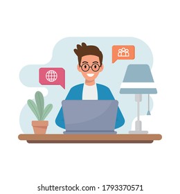 Ein Mann, der in einem Unternehmen arbeitet, oder ein Student, der eine Vorlesung hält